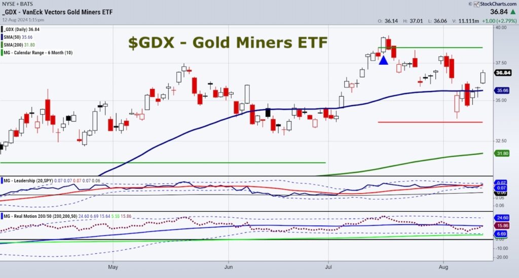 gold miners etf gdx rally higher price investing chart buy august 13