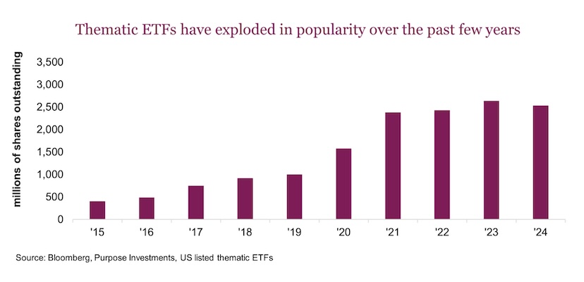 total thematic etfs stock market year 2024 chart