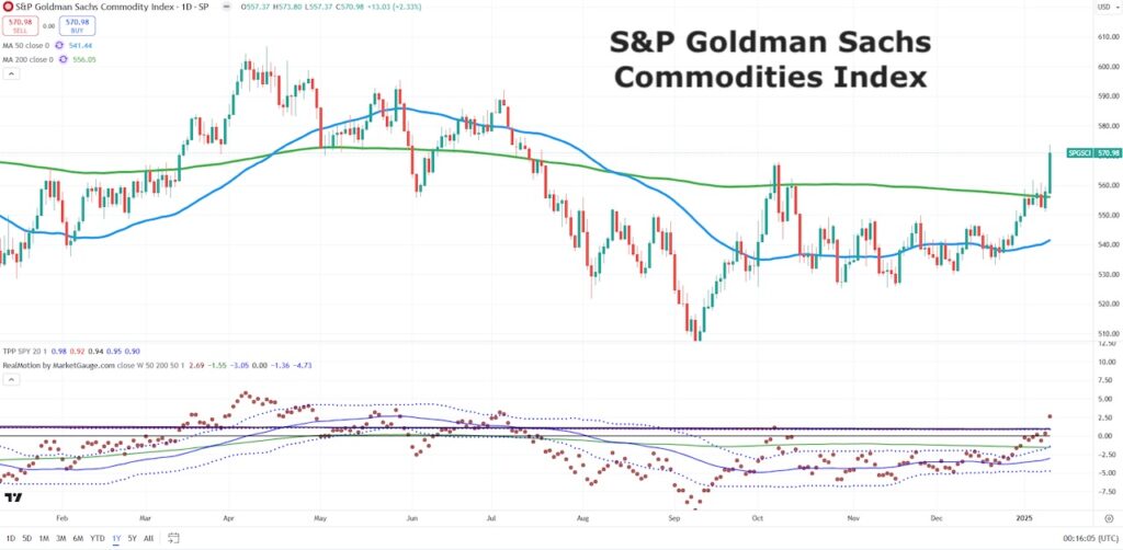 commodities price index rising higher stock market year 2025